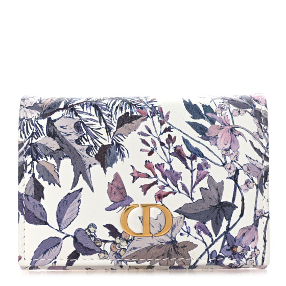 小物 Christian Dior* CHRISTIAN DIOR Calfskin Butterfly Printed Caro XS Wallet