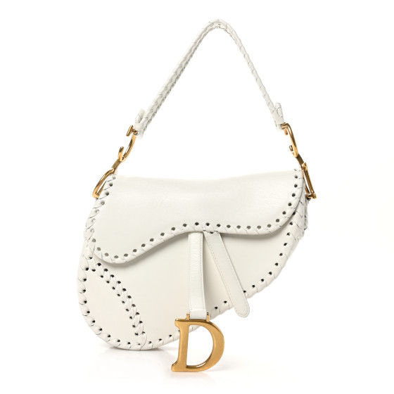 Christian Dior ディオール Saddle ベルト ホワイト CHRISTIAN DIOR Calfskin Braided Saddle Bag White 1676908