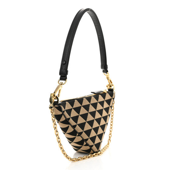 PRADA Jacquard Calfskin Triangolo Symbole Embroidered Mini