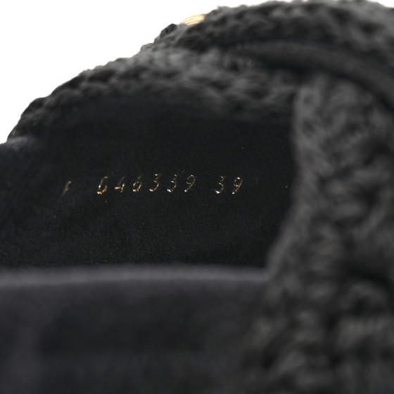 CHANEL Crochet Velcro Dad Sandals 39 Black 1682291