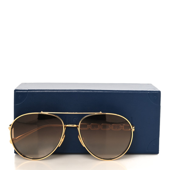 LOUIS VUITTON Metal My LV Chain Pilot Sunglasses Z1539W Gold