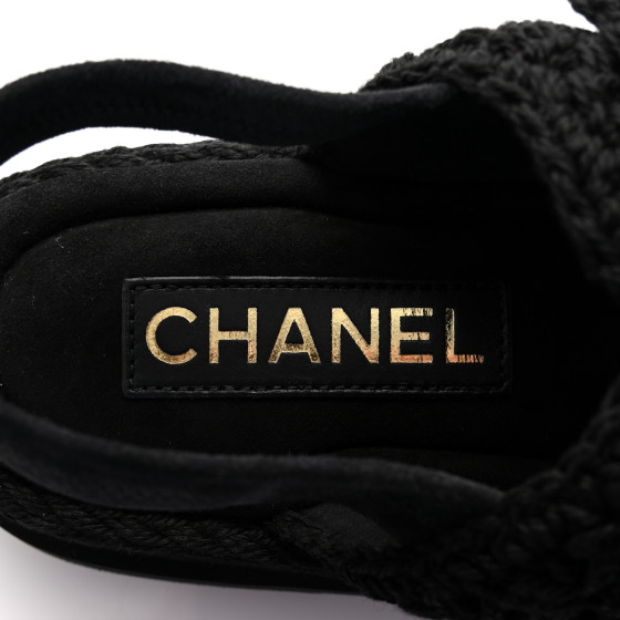 [CHANEL]★Crochet Velcro Sandals★Black 240 CHANEL Crochet Velcro Dad Sandals 39 Black 1682291