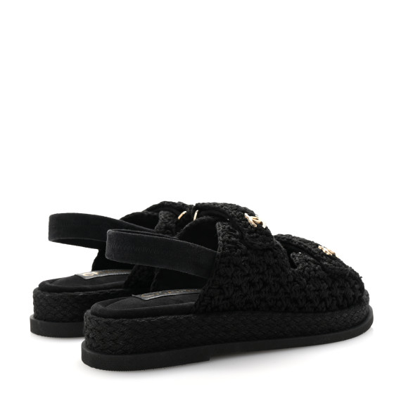 [CHANEL]★Crochet Velcro Sandals★Black 240 CHANEL Crochet Velcro Dad Sandals 39 Black 1682291