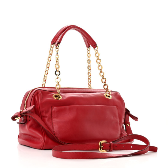 SALVATORE FERRAGAMO Calfskin Gancini Shoulder Bag Red