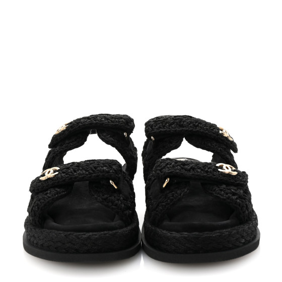 [CHANEL]★Crochet Velcro Sandals★Black 240 CHANEL Crochet Velcro Dad Sandals 39 Black 1682291