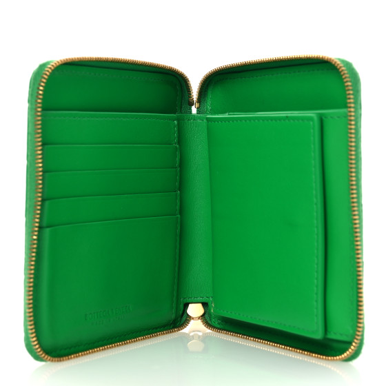 BOTTEGA VENETA Nappa Intrecciato Zip Around Compact Wallet