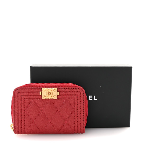 ◆送料込【CHANEL】シャネル Boy Zip Around 財布 Coin Purse Chanel Boy Zip Around Coin Purse Wallet Quilted Caviar Gold