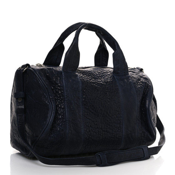 ALEXANDER WANG Pebbled Lambskin Rocco Black Silver Hardware