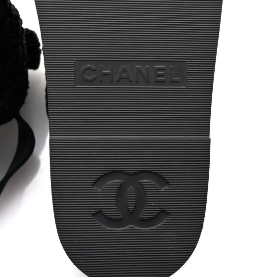 CHANEL Crochet Velcro Dad Sandals 39 Black 1682291