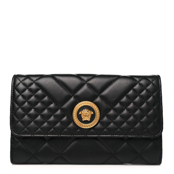 VERSACE Lambskin Quilted Medusa Wallet on Chain Crossbody
