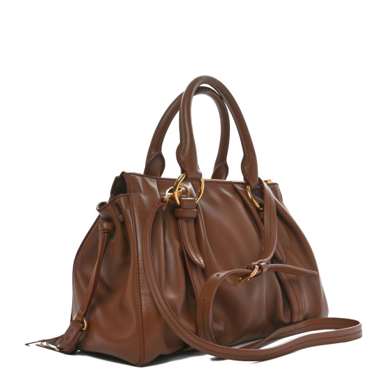 MIU MIU Nappa Joie Shoulder Bag Cognac 1680245 | FASHIONPHILE