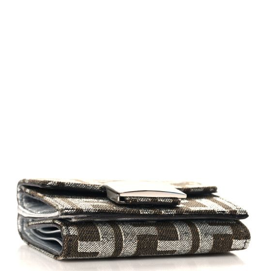 FENDI Fabric Jacquard FF 1974 Micro Trifold Baguette Wallet