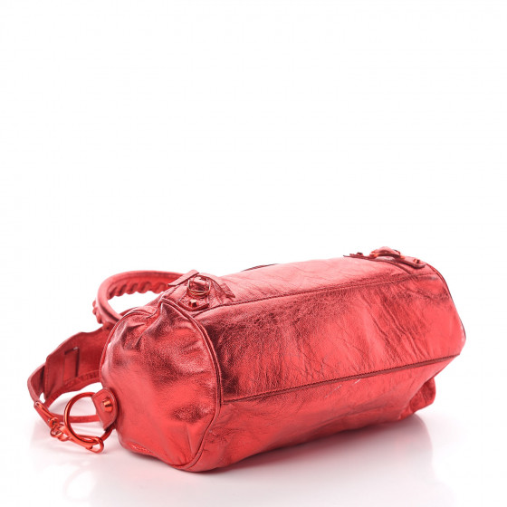 BALENCIAGA Metallic Agneau Classic Hardware Twiggy Red