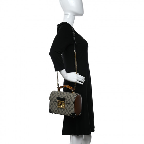 ショルダーバッグ・ポシェット Padlock Small Bamboo Black Shoulder Bag GUCCI GG Supreme Monogram Small Padlock Bamboo Shoulder Bag