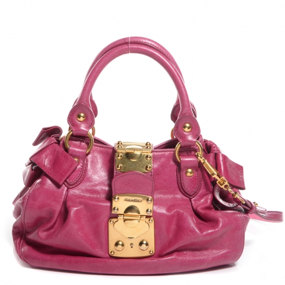 MIU MIU Vitello Lux Mini Bow Bag Rosa 73116 | FASHIONPHILE