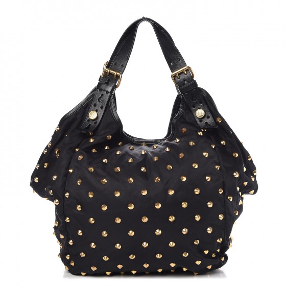 【COLOR iN ID】Nylon studded shoulder bag GIVENCHY Nylon Studded Shoulder Bag Black 307222 | FASHIONPHILE