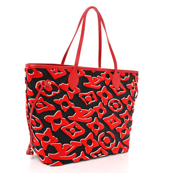 LOUIS VUITTON X UF Tufted Monogram Neverfull MM Black Red
