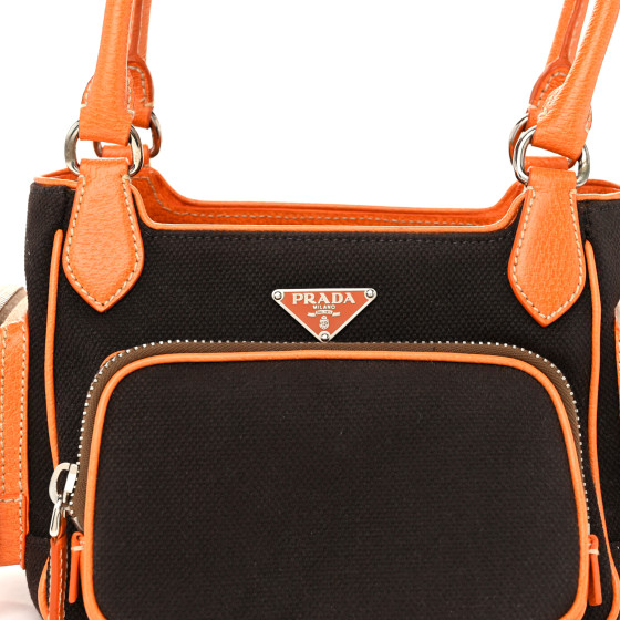 PRADA Canapa Cinghiale Shoulder Bag Ebano Orange 1612236