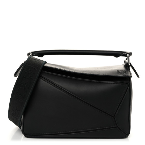 LOEWE Satin Calfskin Small Puzzle Bag Black 1612947