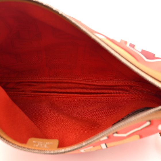 HERMES Silk Sursoie To Go Pouch Orange Poppy Naturel Sable