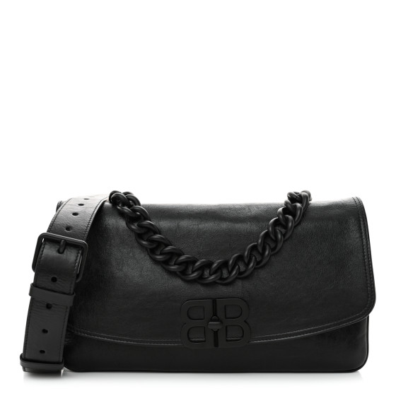 【関税&送料込】Balenciaga Black Leather Medium Bb Soft Flap BALENCIAGA Calfskin Medium BB Soft Flap Bag Black 1636165