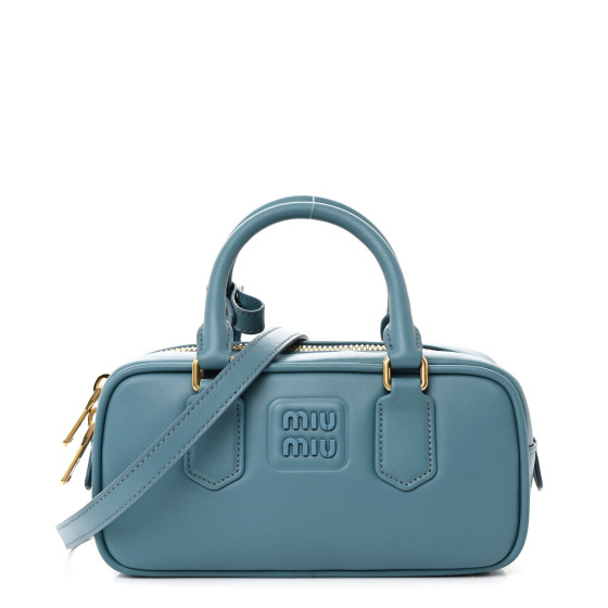 MIU MIU Calfskin Regular Arcadie Top Handle Bag Aqua 1635720