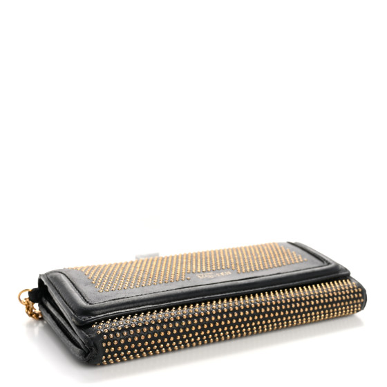 ALEXANDER MCQUEEN Calfskin Studded Wallet on Chain Black