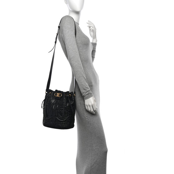 SALVATORE FERRAGAMO Calfskin Quilted Gancini Bucket Bag