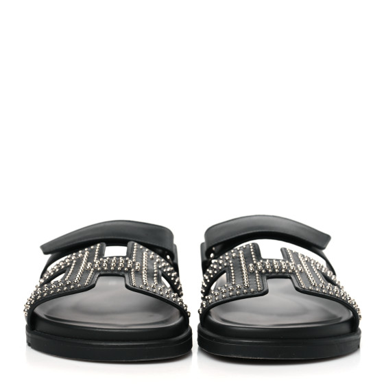 HERMES Calfskin Medor Studded Womens Chypre Sandals 40.5