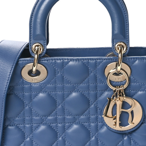 【ヴィンテージ】Rank:S☆Dior Dark Blue Small Cannage ABC CHRISTIAN DIOR Lambskin Cannage Small My ABCDior Lady Dior