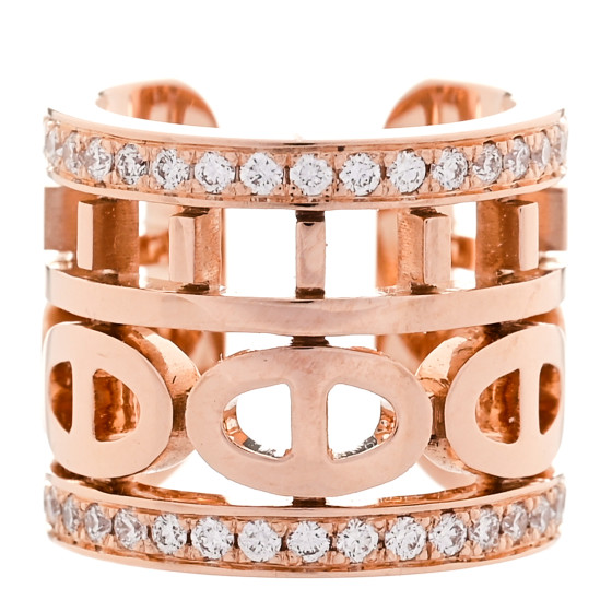 【HERMES】リング \"CHAINE D’ANCRE DIVINE\" PM ピンクゴールド Hermes Chaine d' Ancre Divine 18k Rose Gold Band Ring Sz 5 1