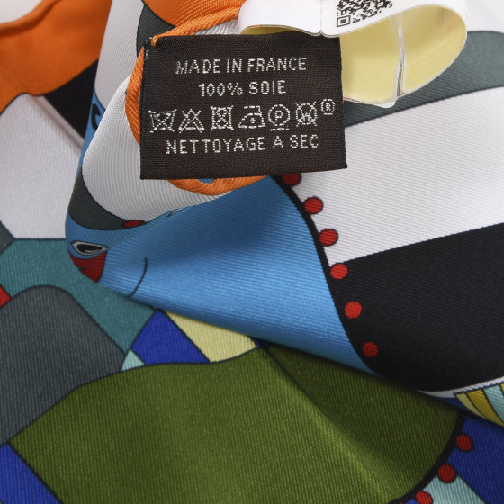 小物 HERM`ES HERMES Silk Rocabar Pocket Square Orange Bleu Vert 587533
