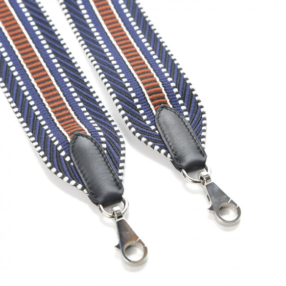 HERMES Toile Swift 50mm Sangle Cavale Shoulder Strap Bleu