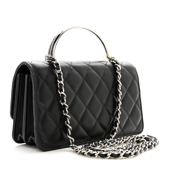 ショルダーバッグ・ポシェット × ヴィンテージ(中古) Chanel Top Handle Round Crossbody Bag AP2940 シャネル】チェーン クラッチ グレインド シャイニー カーフ