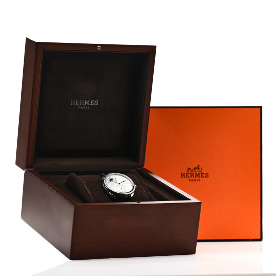 HERMES Stainless Steel Alligator Diamond Blue Sapphire
