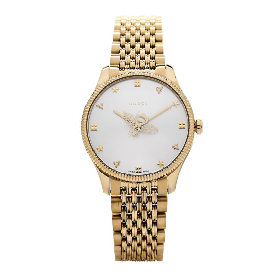 GUCCI Stainless Steel 36mm G-Timeless Bee Quartz Watch Gold