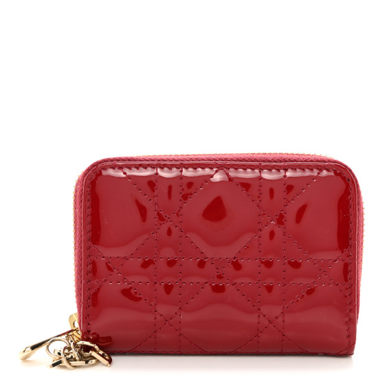CHRISTIAN DIOR Patent Cannage Small Lady Dior Voyageur Coin