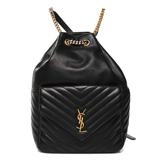 SAINT LAURENT Lambskin Matelasse Monogram Joe Backpack Black