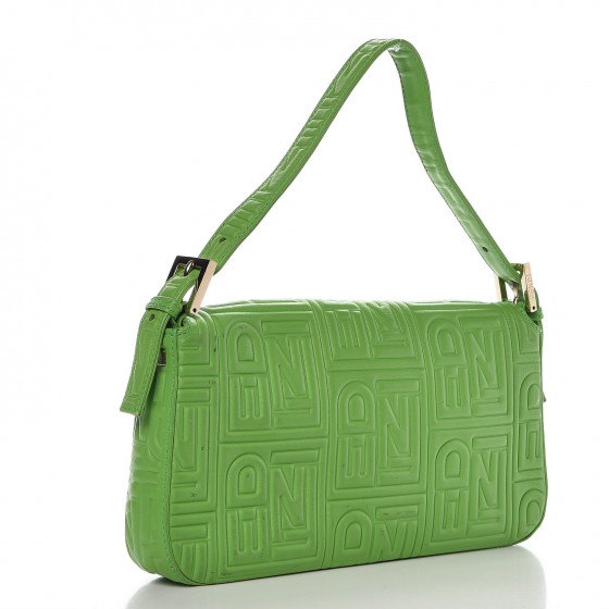 FENDI Nappa Logo Embossed Baguette Green 308893 | FASHIONPHILE