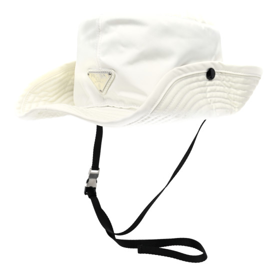 PRADA Nylon Triangle Womens Safari Hat L White 1597052