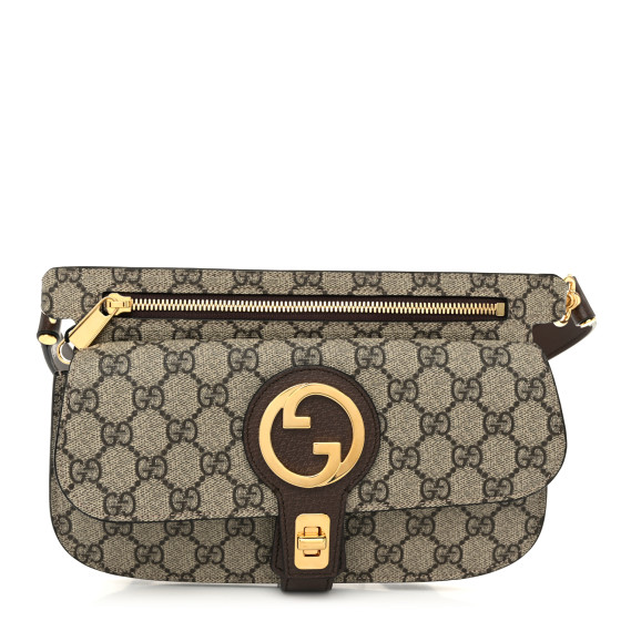 【GUCCI 】GG Supreme Wallet Belt Bag BEIGE EBONY GUCCI GG Supreme Monogram Belt Bag Ebony New Large Size