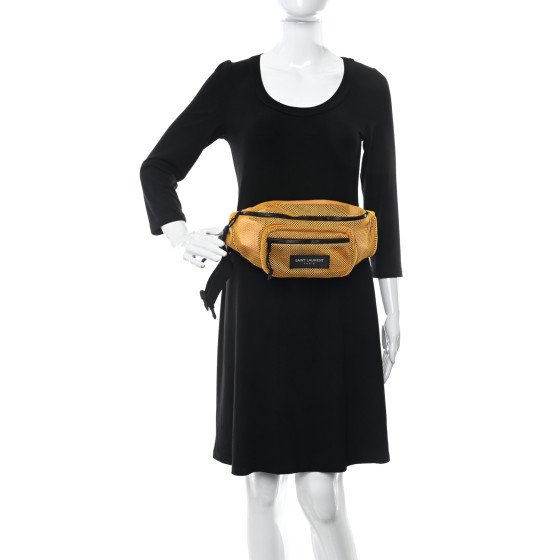 SAINT LAURENT Nylon Mesh SLP Belt Bag Jaune 1201037