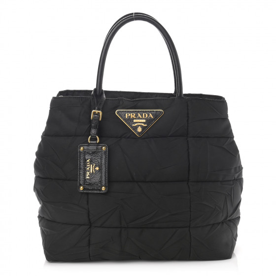 PRADA Tessuto Nylon Quilted Tote Black 1140197 | FASHIONPHILE