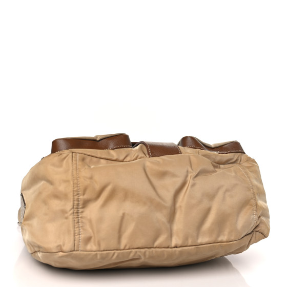 PRADA Tessuto Nylon Messenger Bag Beige 1496764 | FASHIONPHILE
