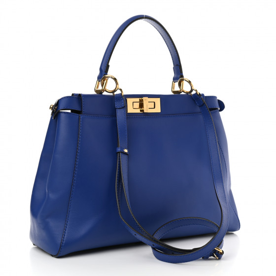 FENDI Vitello Morgan Fabric Jacquard Pequin Medium Peekaboo
