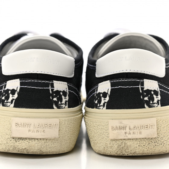 SAINT LAURENT Canvas Skull Print Skate Sneakers 40 Black