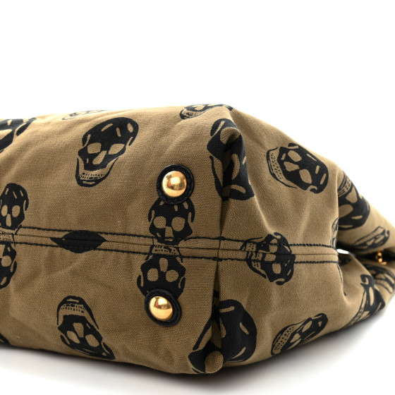 ALEXANDER MCQUEEN Canvas Skull Print Shoulder Bag Green