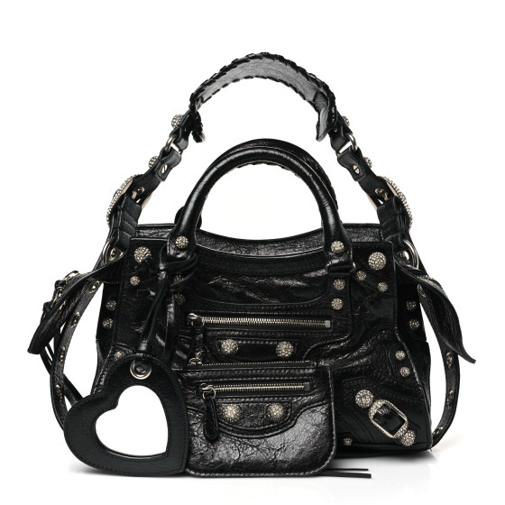 BALENCIAGA Agneau Arena Crystal Neo Cagole XS Black