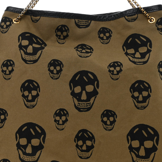 ALLONQUINS スカルデザイン バッグ ALEXANDER MCQUEEN Canvas Skull Print Shoulder Bag Green