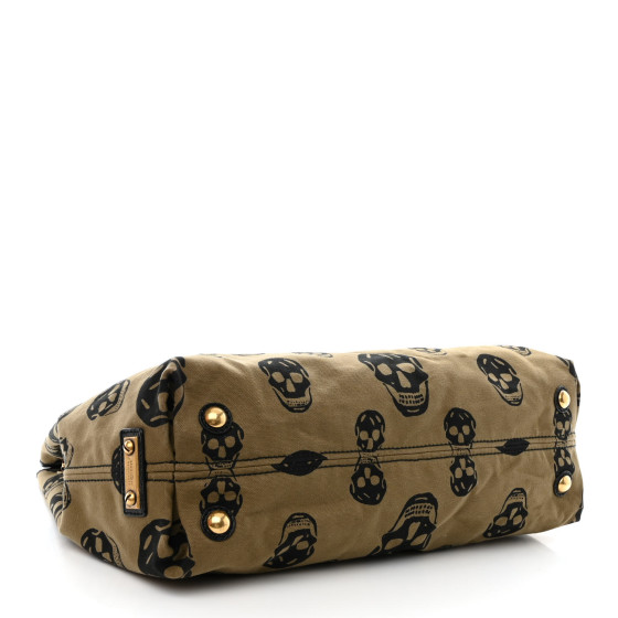 ALEXANDER MCQUEEN Canvas Skull Print Shoulder Bag Green